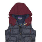 PATAGONIA Womens Maroon & Grey Hooded Puffer Jacket S Polyester Lightweight