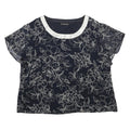 JACQUES VERT Womens Navy Blue & White Printed Blouse Short Sleeve Round Neck UK