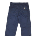 CARHARTT Mens Regular Fit Blue Cotton Blend Trousers W36 L32 Workwear Zip