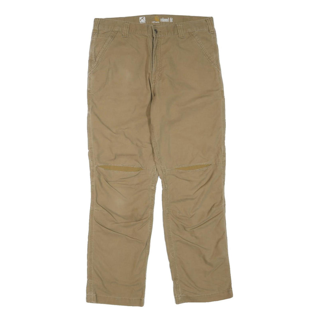 CARHARTT Mens Cotton Blend Beige Regular Fit Straight Leg Trousers W36 L31
