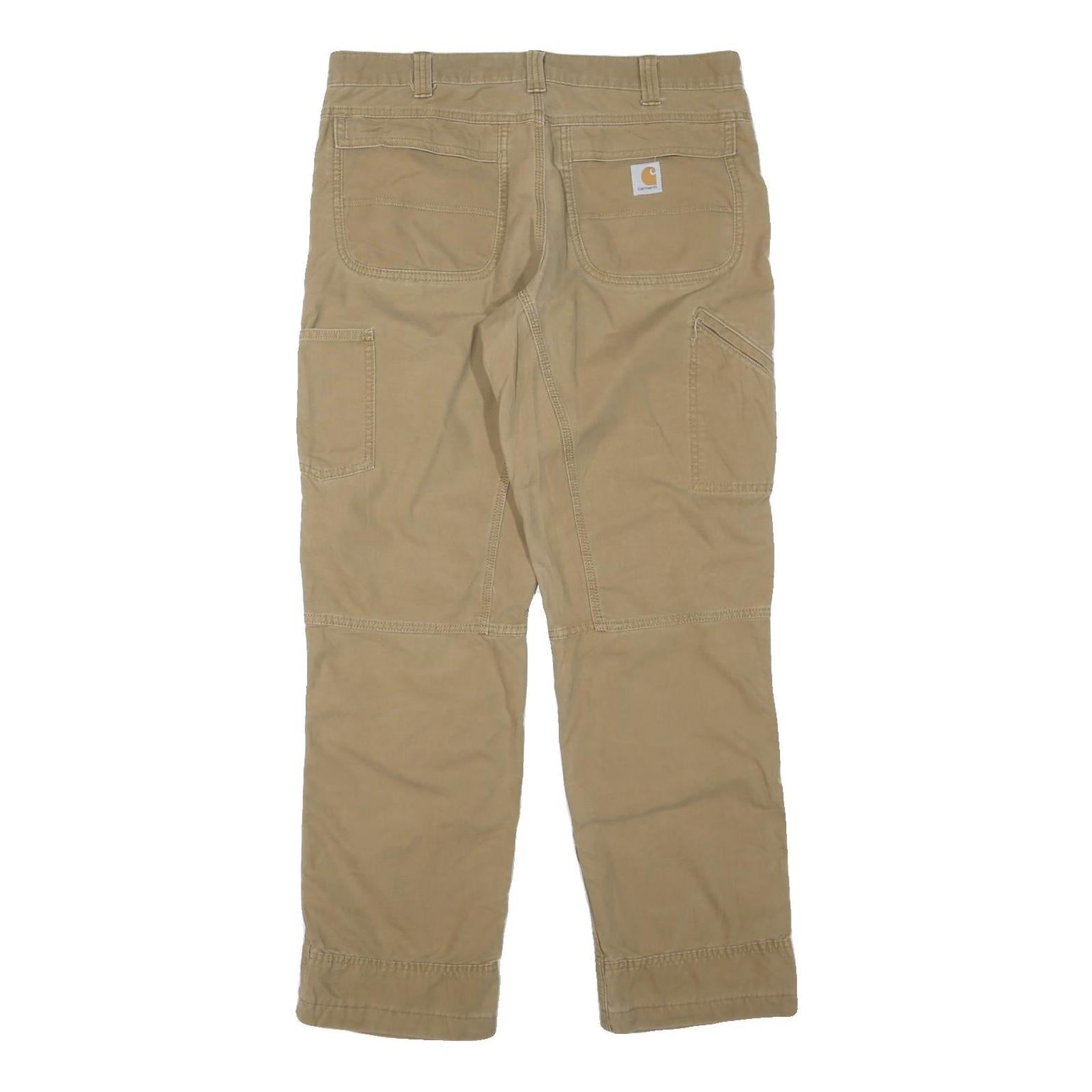 CARHARTT Mens Cotton Blend Beige Regular Fit Straight Leg Trousers W36 L31