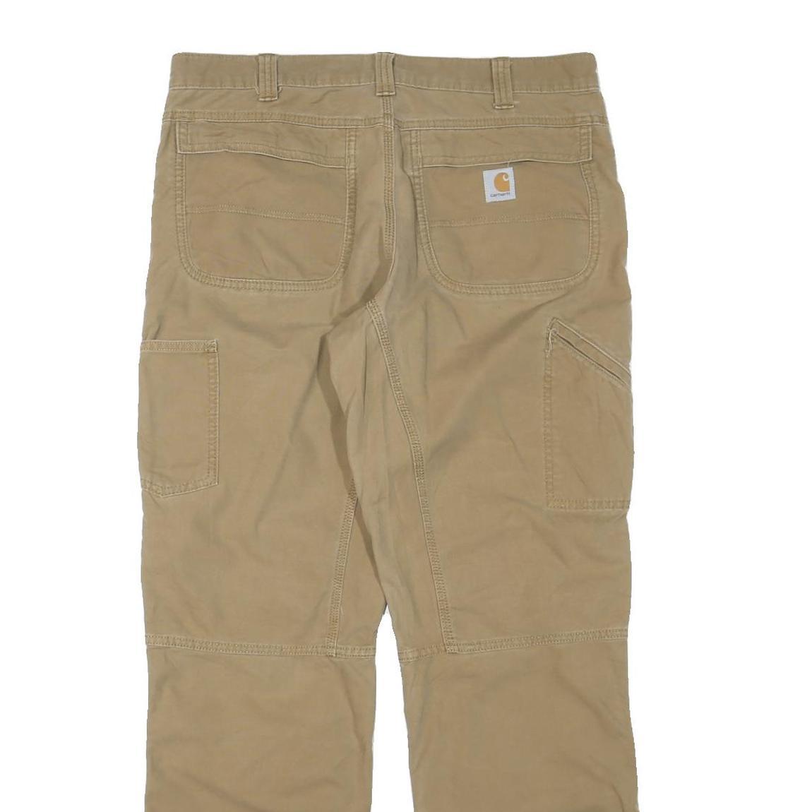 CARHARTT Mens Cotton Blend Beige Regular Fit Straight Leg Trousers W36 L31