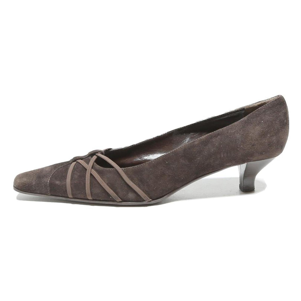 ANDREA SELLI Womens Kitten Heel Court Shoes Brown Leather UK 6.5 Elegant