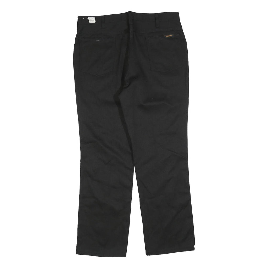 BRANDERS Mens Cotton Blend Black Regular Straight Trousers W36 L30 Classic Zip