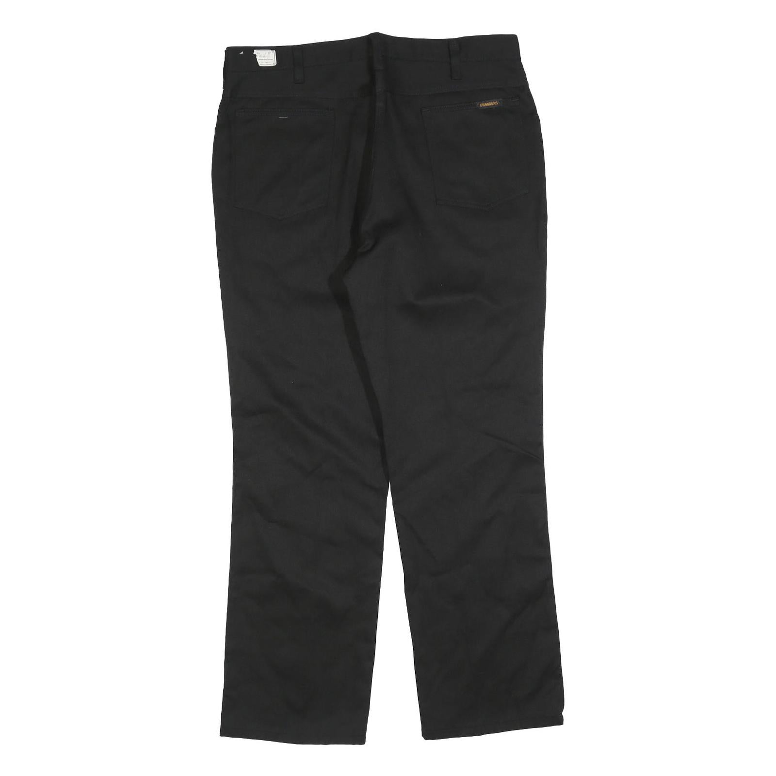 BRANDERS Mens Cotton Blend Black Regular Straight Trousers W36 L30 Classic Zip