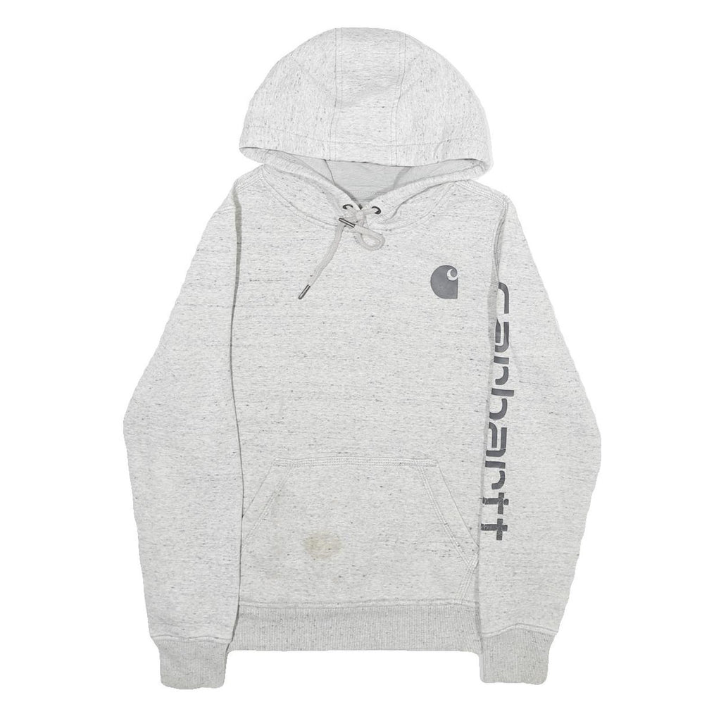 CARHARTT Womens Grey Hoodie XS Logo Print Casual Pullover Drawstring Hood