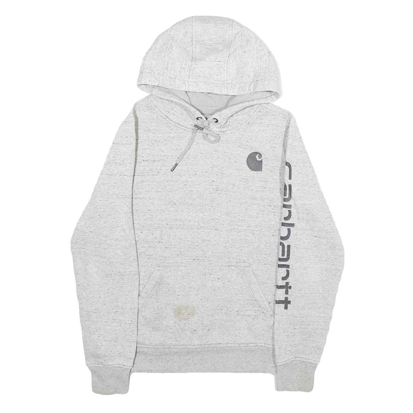 CARHARTT Womens Grey Hoodie XS Logo Print Casual Pullover Drawstring Hood