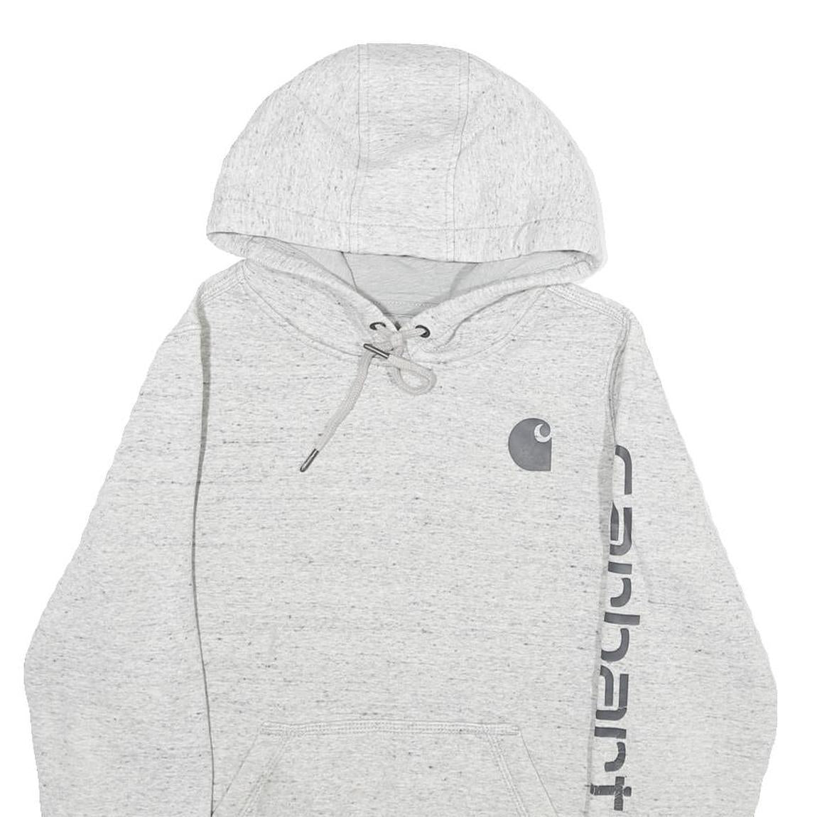 CARHARTT Womens Grey Hoodie XS Logo Print Casual Pullover Drawstring Hood