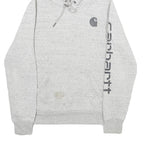 CARHARTT Womens Grey Hoodie XS Logo Print Casual Pullover Drawstring Hood