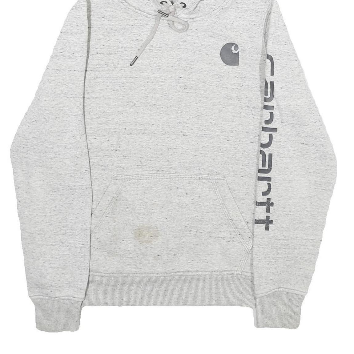 CARHARTT Womens Grey Hoodie XS Logo Print Casual Pullover Drawstring Hood