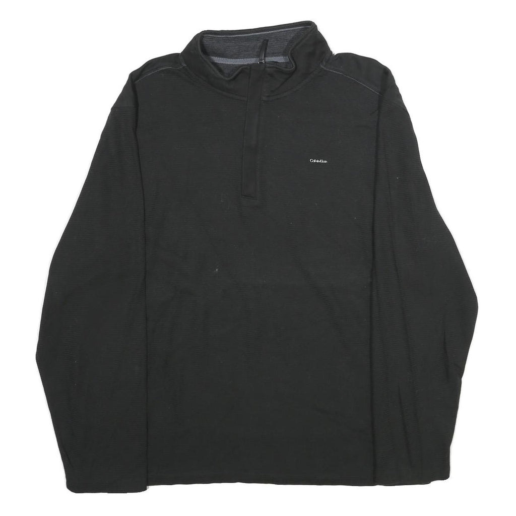 CALVIN KLEIN Mens Black 1/4 Zip XL Sweatshirt Pullover Lightweight Cotton