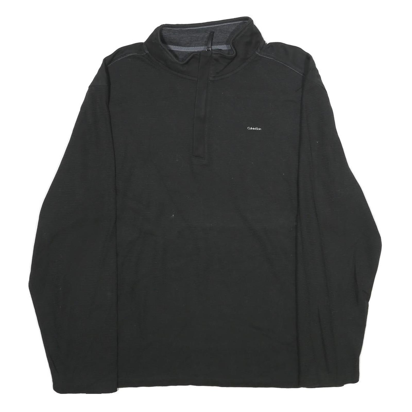CALVIN KLEIN Mens Black 1/4 Zip XL Sweatshirt Pullover Lightweight Cotton