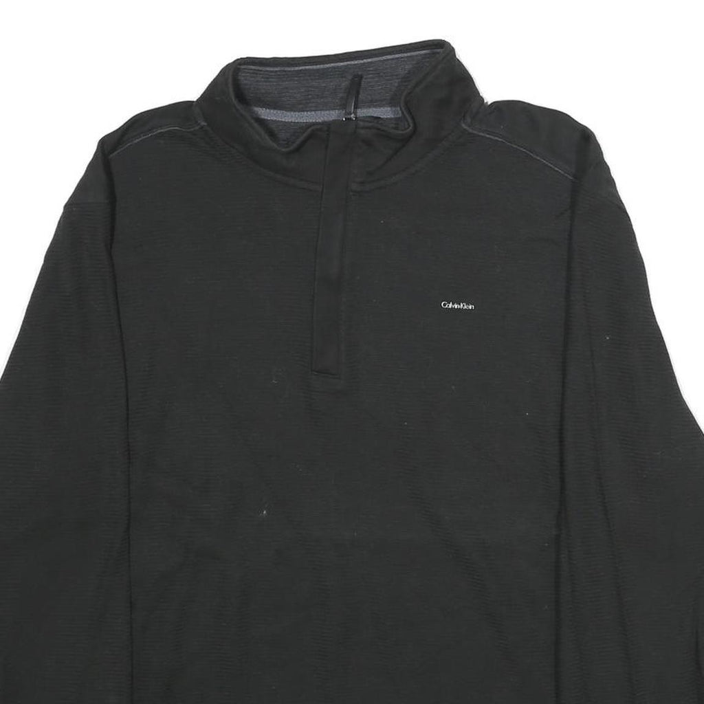 CALVIN KLEIN Mens Black 1/4 Zip XL Sweatshirt Pullover Lightweight Cotton