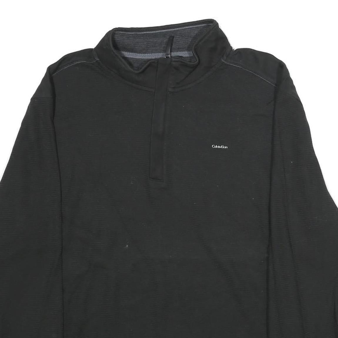 CALVIN KLEIN Mens Black 1/4 Zip XL Sweatshirt Pullover Lightweight Cotton