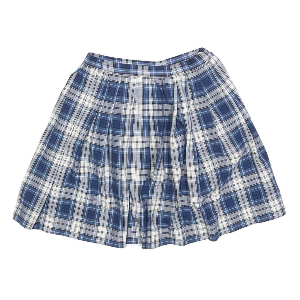 SCHOOL BELLES Womens Blue & White Pleated Mini Polyester Blend Skirt XS School