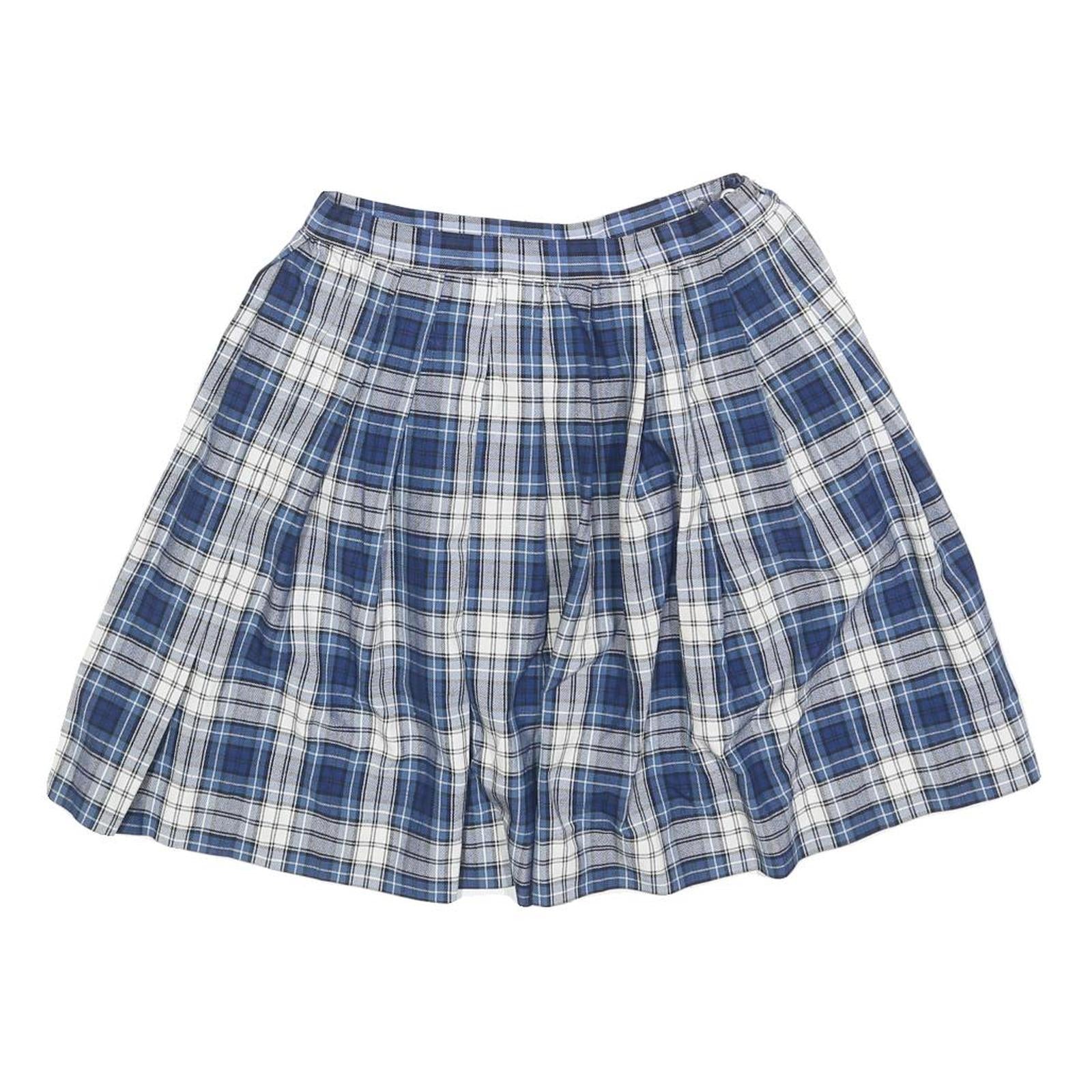 SCHOOL BELLES Womens Blue & White Pleated Mini Polyester Blend Skirt XS School