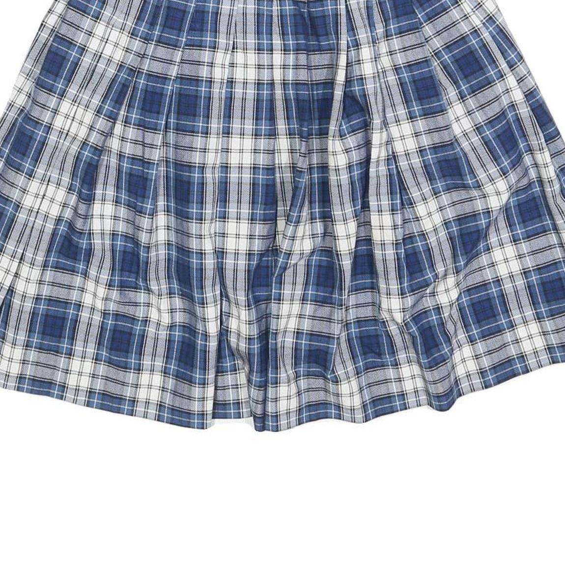 SCHOOL BELLES Womens Blue & White Pleated Mini Polyester Blend Skirt XS School
