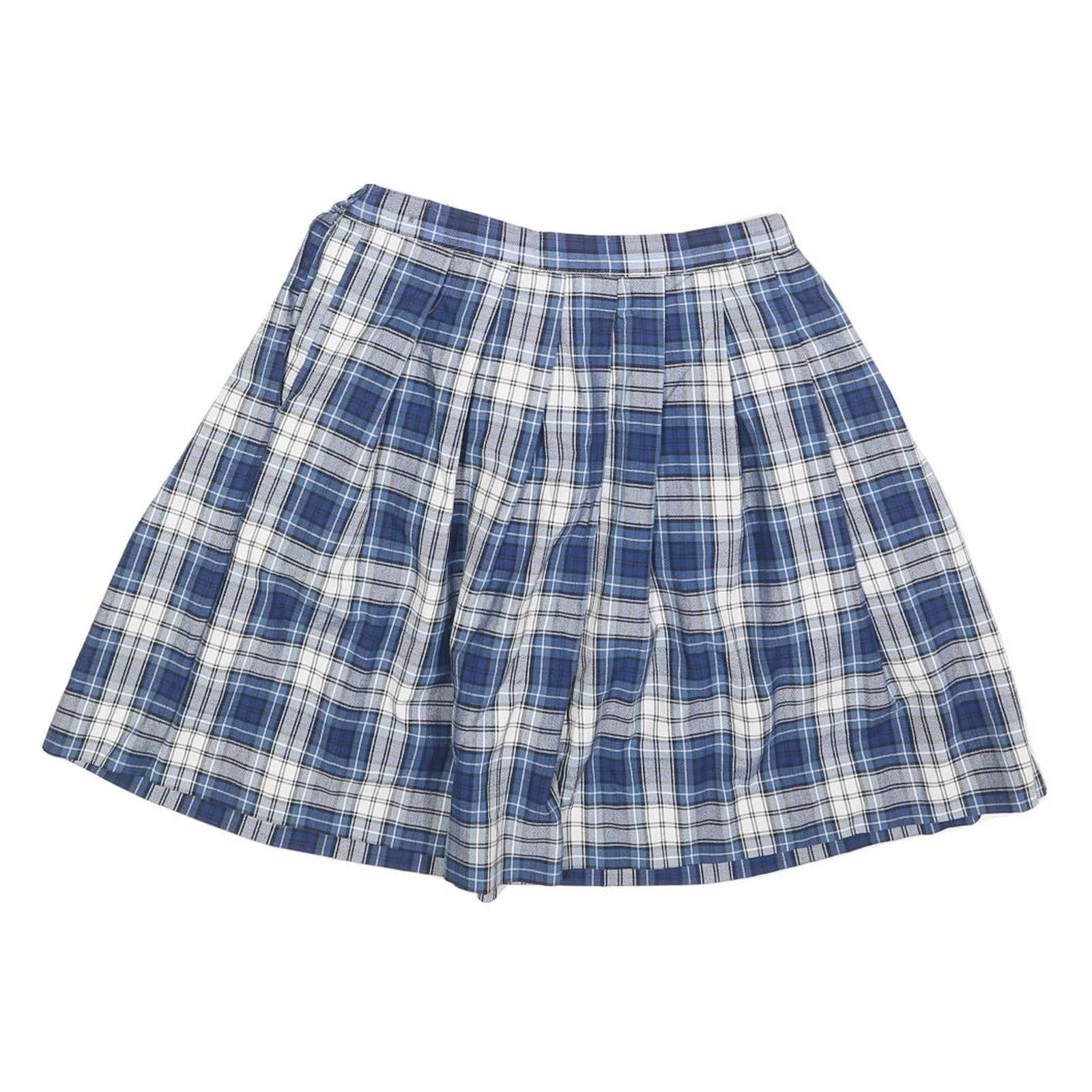 SCHOOL BELLES Womens Blue & White Pleated Mini Polyester Blend Skirt XS School