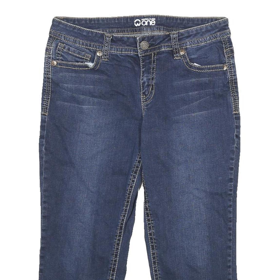 WAREHOUSE ONE Womens Jeans Blue Regular Straight Denim Medium W30 L21 Zip Cotton