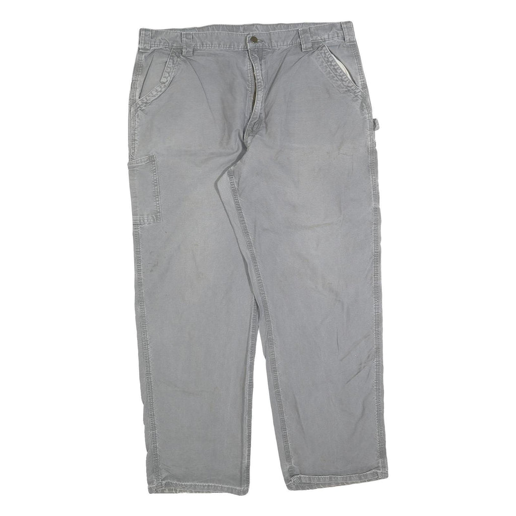 CARHARTT Mens Relaxed Light Grey Cotton Blend Workwear Trousers W42 L34