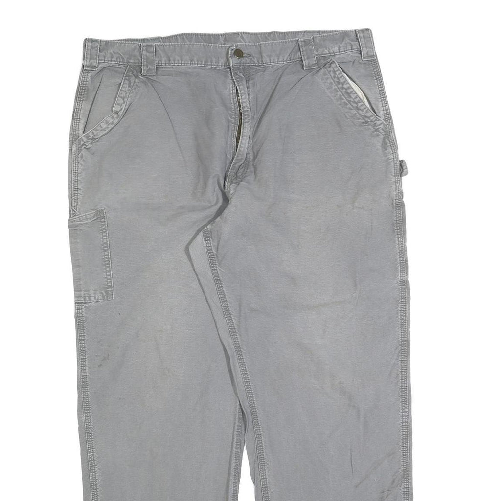 CARHARTT Mens Relaxed Light Grey Cotton Blend Workwear Trousers W42 L34