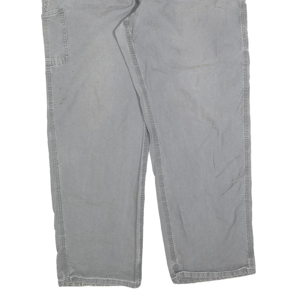 CARHARTT Mens Relaxed Light Grey Cotton Blend Workwear Trousers W42 L34