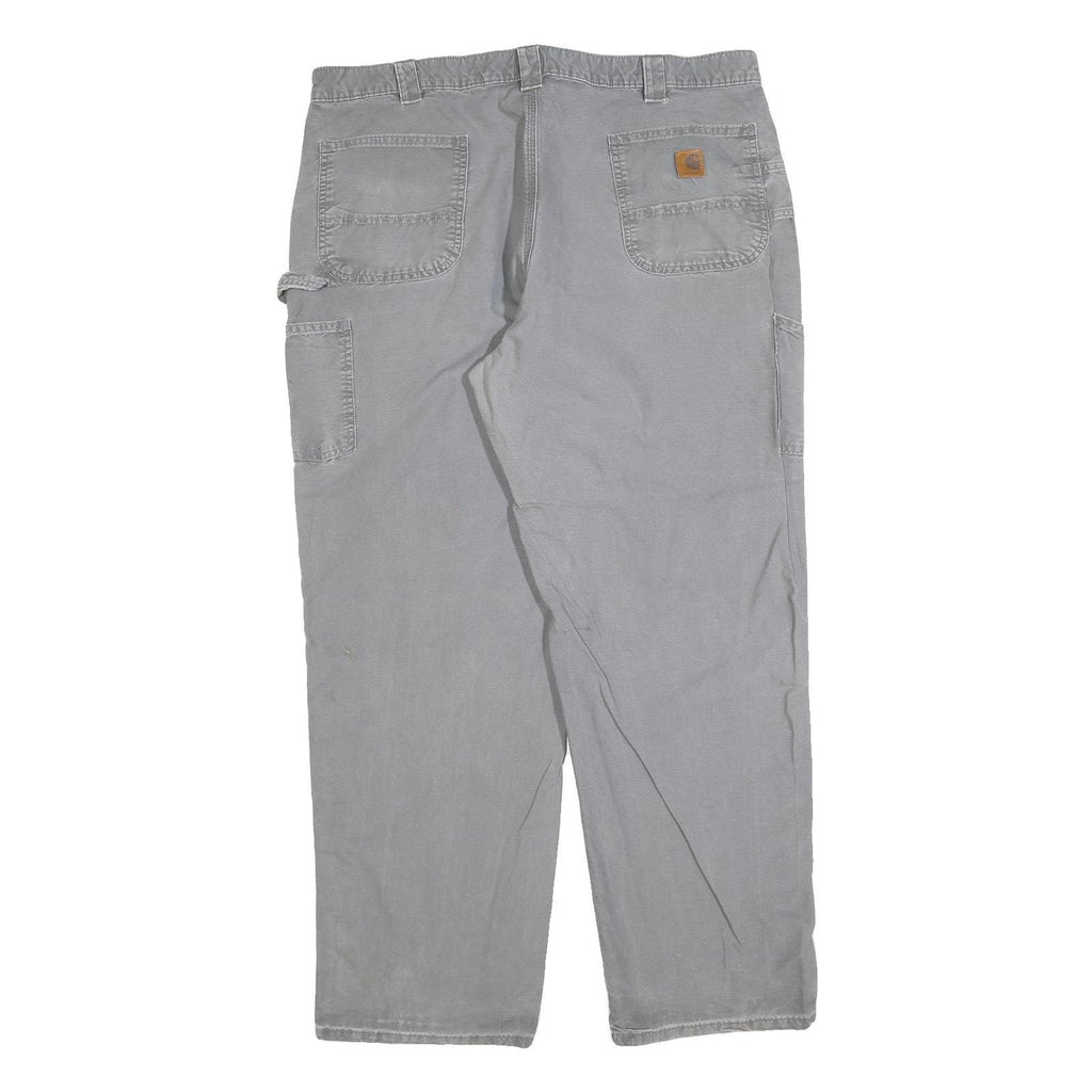 CARHARTT Mens Relaxed Light Grey Cotton Blend Workwear Trousers W42 L34