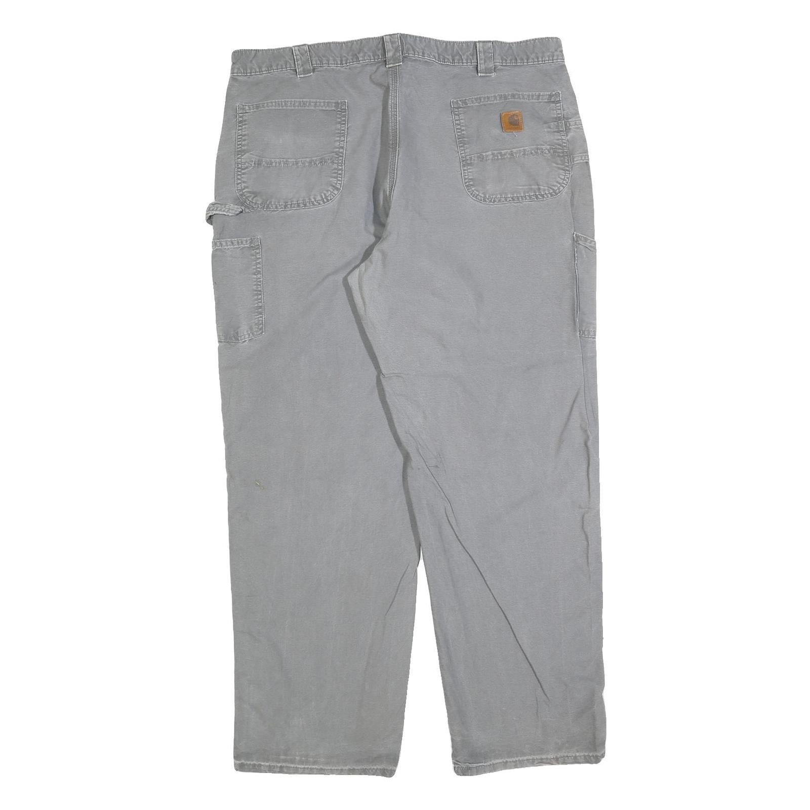 CARHARTT Mens Relaxed Light Grey Cotton Blend Workwear Trousers W42 L34