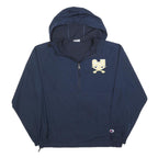 CHAMPION Mens Navy Blue Hooded Jacket S Polyester Plain Zip Outdoor Casual