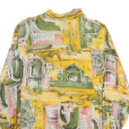JOSHEPHINE Womens Yellow Green Printed Shirt Long Sleeve Collared L Cotton Blend