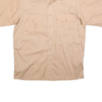 STANFORD Mens Beige Cotton Short Sleeve Shirt L Button Pocket Casual Summer