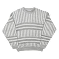 LINEA MARCO Mens Grey & White Patterned Cotton Blend Jumper Crew Neck Chunky