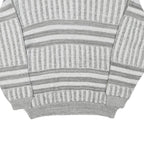 LINEA MARCO Mens Grey & White Patterned Cotton Blend Jumper Crew Neck Chunky