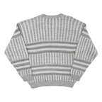 LINEA MARCO Mens Grey & White Patterned Cotton Blend Jumper Crew Neck Chunky