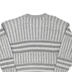 LINEA MARCO Mens Grey & White Patterned Cotton Blend Jumper Crew Neck Chunky