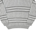 LINEA MARCO Mens Grey & White Patterned Cotton Blend Jumper Crew Neck Chunky