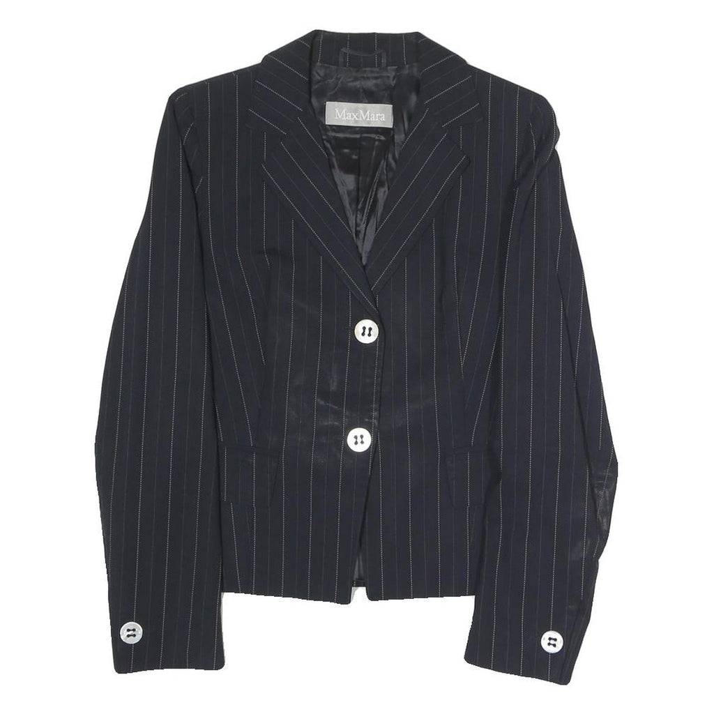 MAX MARA Womens Black Pinstripe Tailored Blazer Jacket UK 6 Polyester Blend