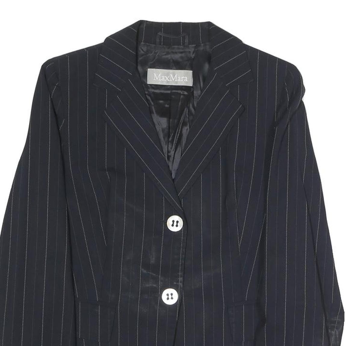 MAX MARA Womens Black Pinstripe Tailored Blazer Jacket UK 6 Polyester Blend