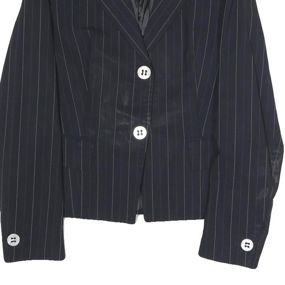 MAX MARA Womens Black Pinstripe Tailored Blazer Jacket UK 6 Polyester Blend