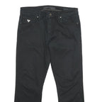 GUESS Mens Cotton Blend Black Regular Fit Straight Leg Trousers W34 L28 Zip