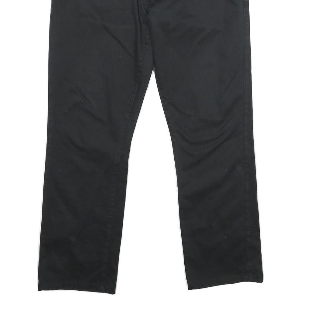 GUESS Mens Cotton Blend Black Regular Fit Straight Leg Trousers W34 L28 Zip