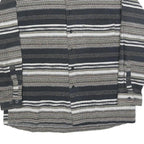 MICHAEL KAUF Mens Black Grey & White Striped Shirt L Long Sleeve Button Collar