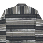 MICHAEL KAUF Mens Black Grey & White Striped Shirt L Long Sleeve Button Collar