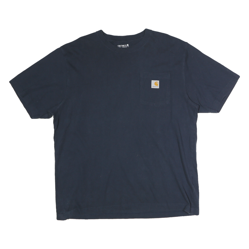CARHARTT Mens Navy Blue Pocket T-Shirt L Short Sleeve Crew Neck Cotton Casual