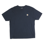 CARHARTT Mens Navy Blue Pocket T-Shirt L Short Sleeve Crew Neck Cotton Casual
