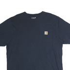 CARHARTT Mens Navy Blue Pocket T-Shirt L Short Sleeve Crew Neck Cotton Casual