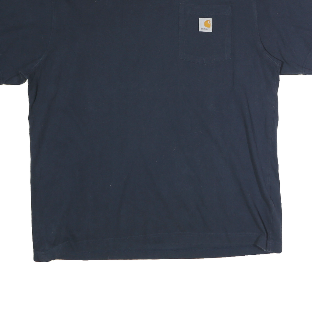 CARHARTT Mens Navy Blue Pocket T-Shirt L Short Sleeve Crew Neck Cotton Casual