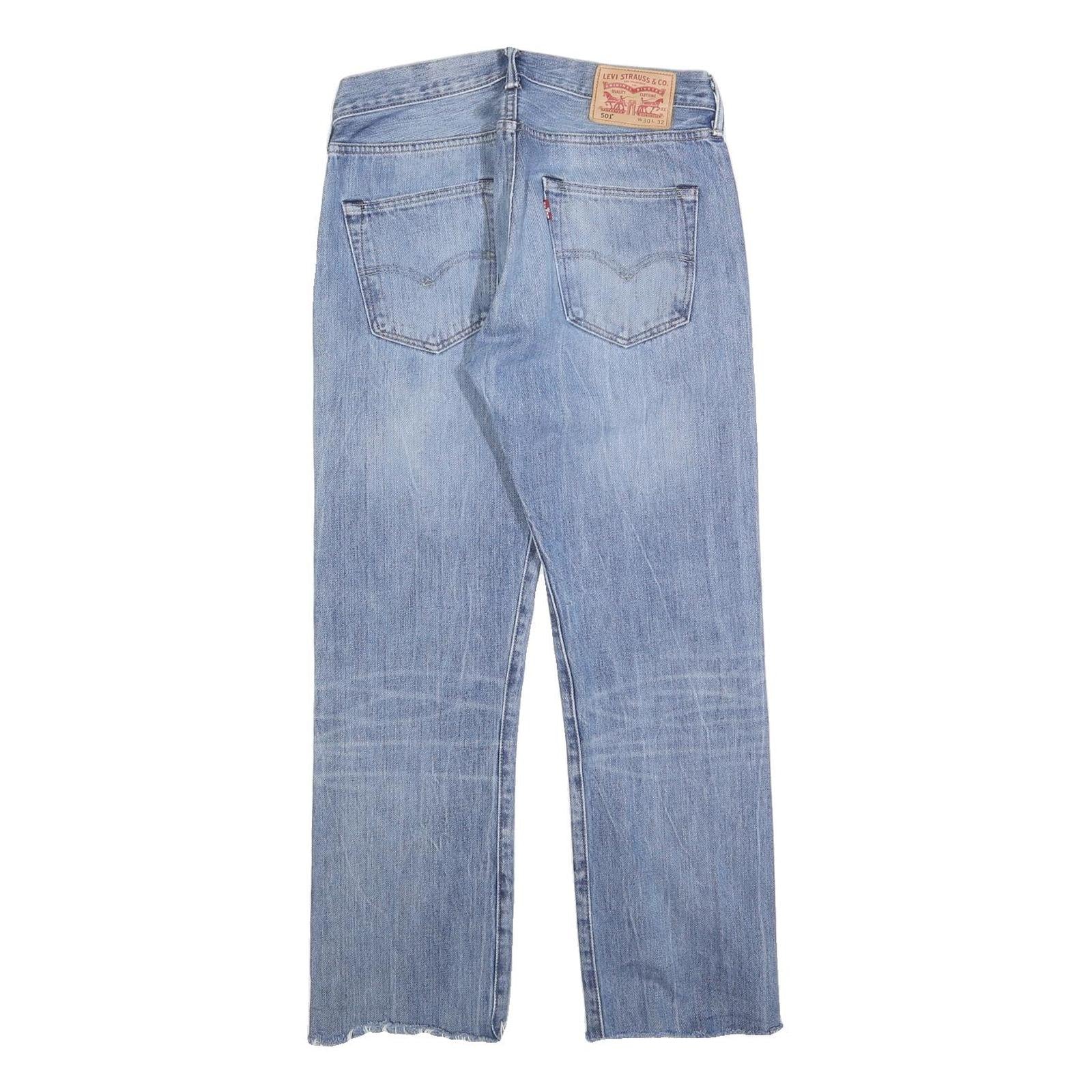 LEVI'S 501 Mens Jeans Blue Regular Straight Denim Light W30 L27 Classic Button