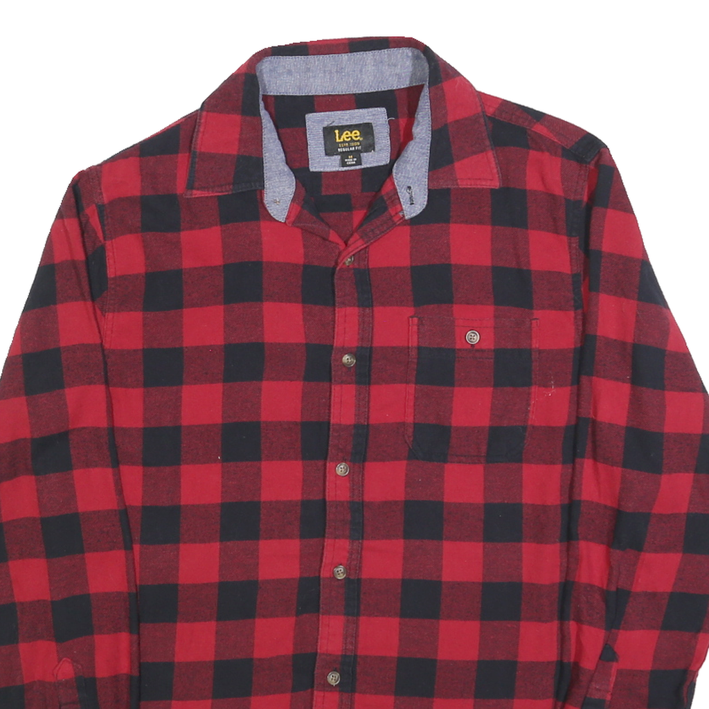 LEE Mens Red & Black Check Shirt M Cotton Casual Button Up Classic