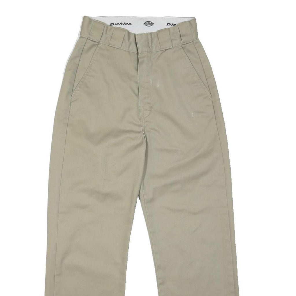DICKIES Womens Cotton Blend Beige Regular Fit Straight Leg Trousers W25 L27